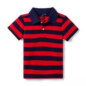 Janie and Jack Stripe Pique Polo (Navy/Red) Size 6